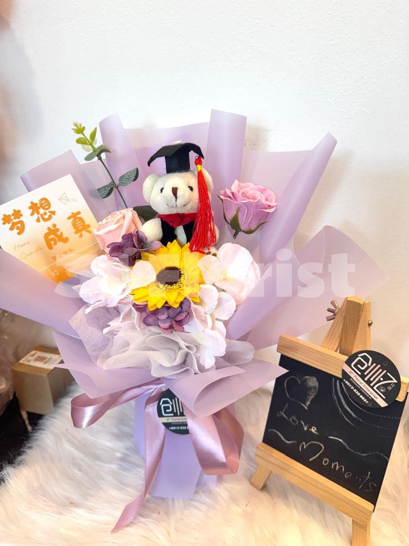 熊熊紫色系香皂毕业花